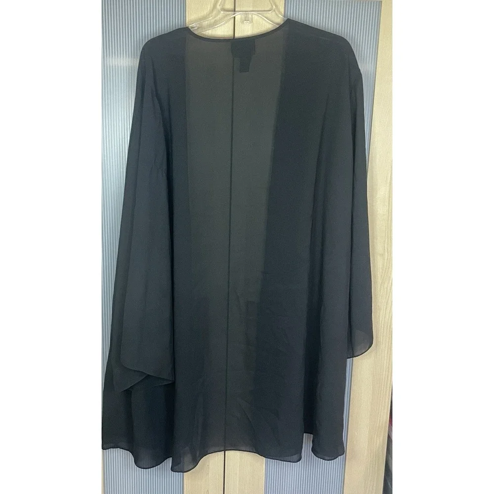 Solange satin robe‎ plus 14-20 Women's black floral sheer Kimono Y2K Boho Goth
